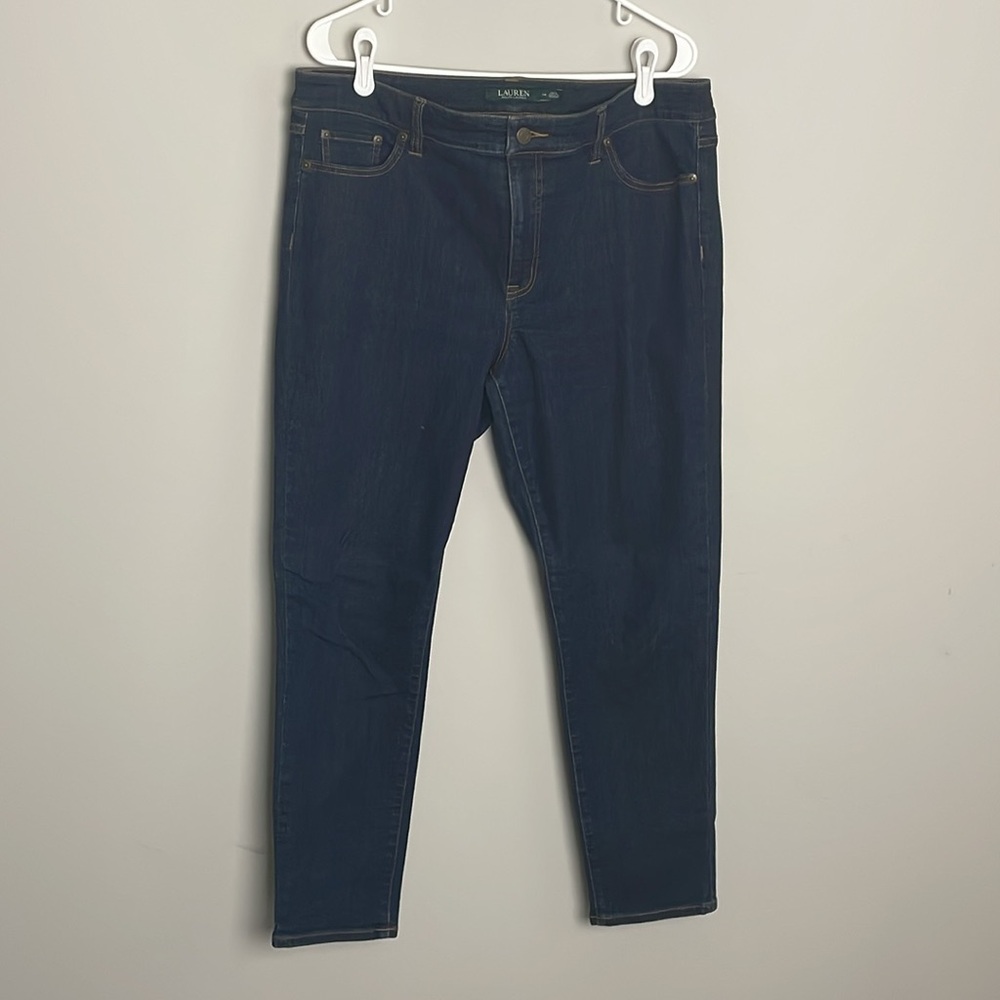 Lauren Ralph Lauren Dark Wash Premier Skinny Crop Jeans- 5-pocket-button Zip-14